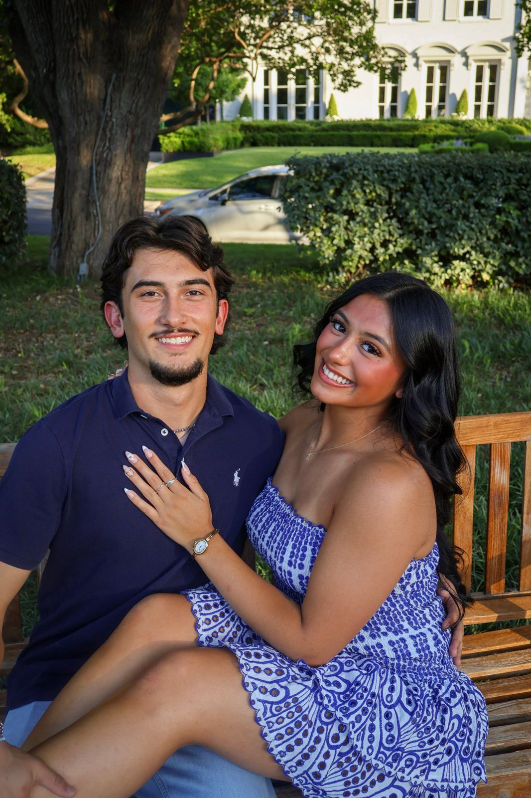 Couple portrait on a park bench